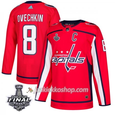 Miehille NHL Washington Capitals Pelipaita Alex Ovechkin 8 2018 Stanley Cup Final Patch Adidas Punainen Authentic